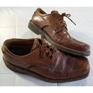 Ecco Vegetable Tanned 43 D Brown Leather Laced Up Casual Loafers Fast Shipping